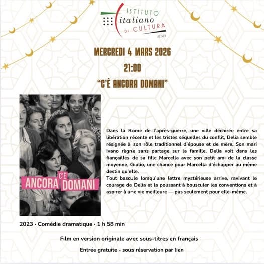 Alger – Projection du film « C’è ancora domani »