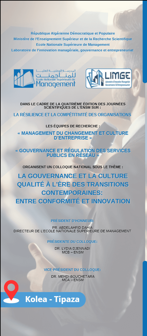 National Conference : Governance and Quality Culture in the Era of Contemporary Transitions : Between Compliance and Innovation