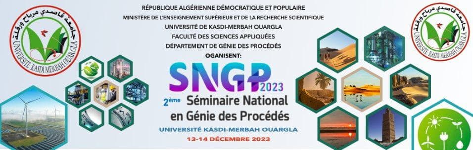 2ème édition 2023 du Séminaire National en Génie des Procédés SNGP 2023