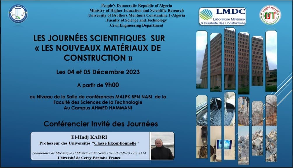 Journée Scientifique sur « Les Nouveaux Matériaux de Construction »