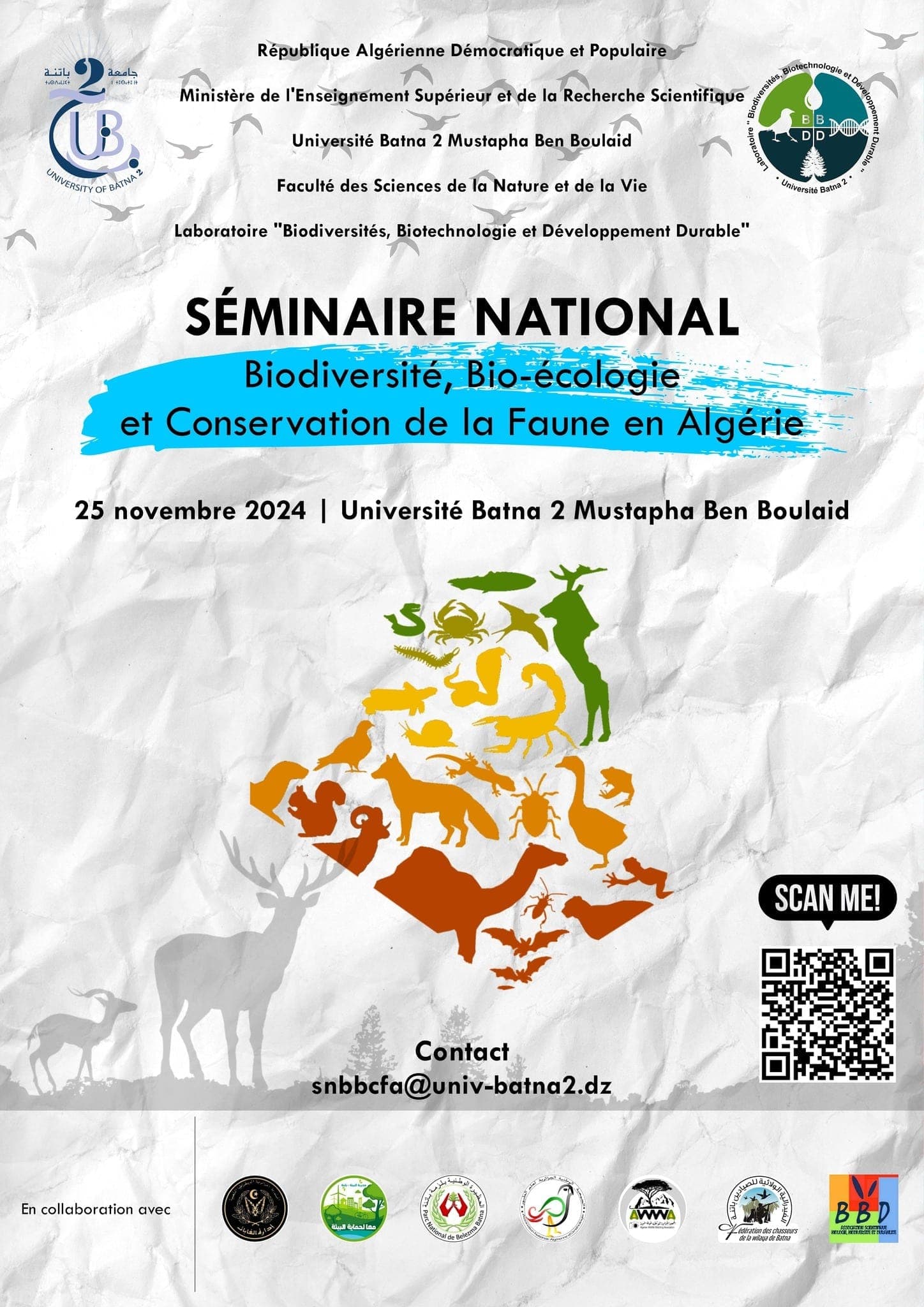 Séminaire National « Biodiversité, Bio-écologie et Conservation de la Faune en Algérie » | SNBBCFA