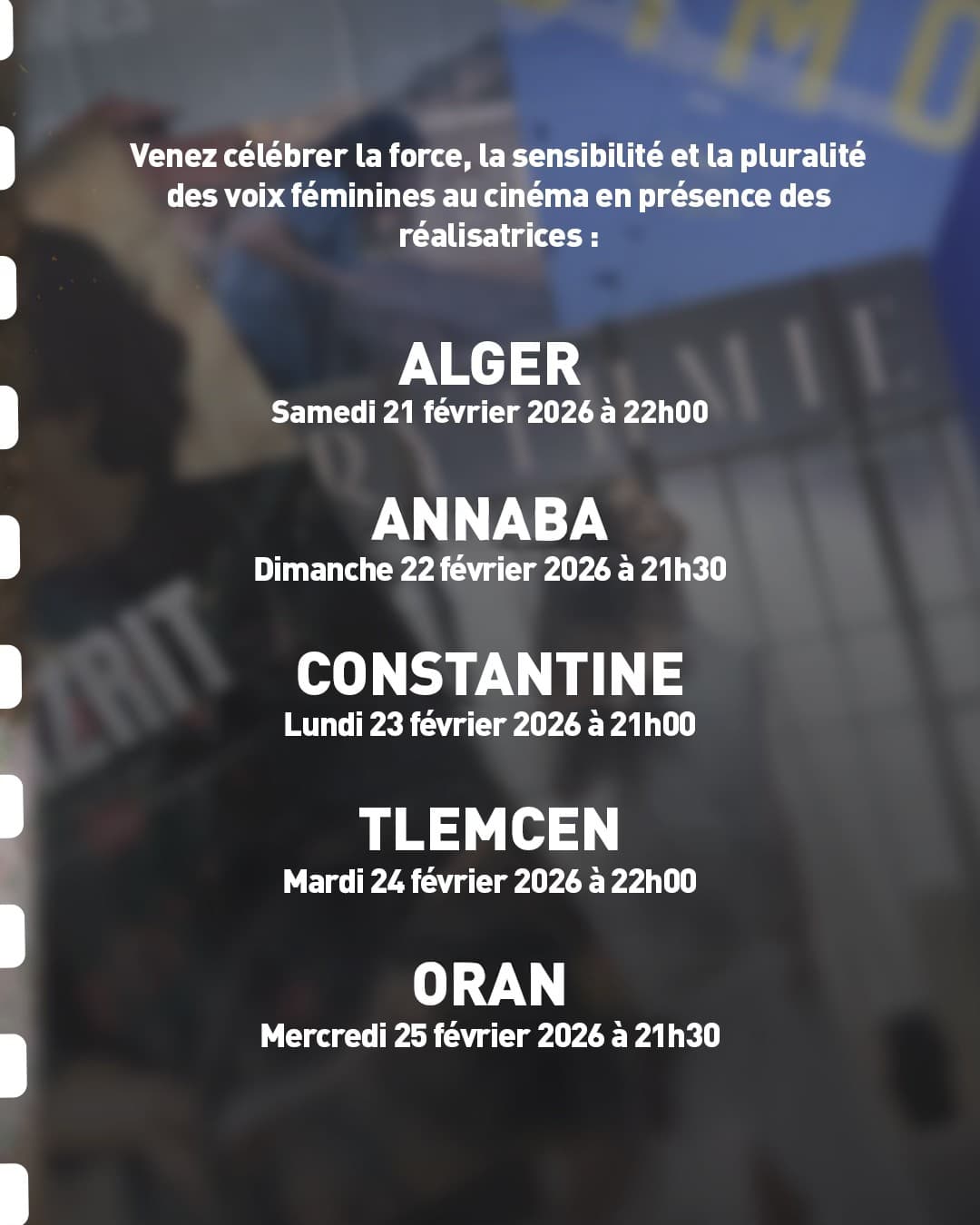 Titre de l’événement Soirée Courts-Métrages Ramadan – Regards féminins à Constantine