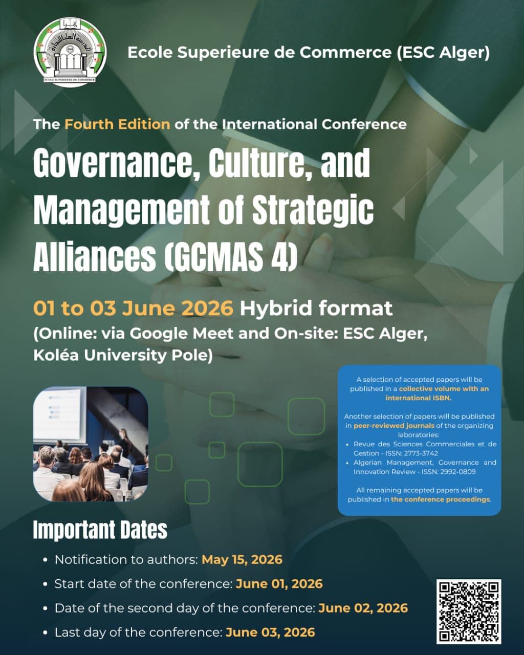 Conférence Internationale GCMAS 4 — Gouvernance, Culture et Management des Alliances Stratégiques